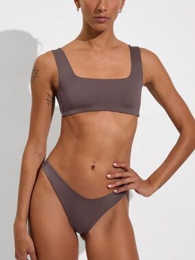 Left On Friday Dip Bikini Bottom in Stormy (Dark Taupe)